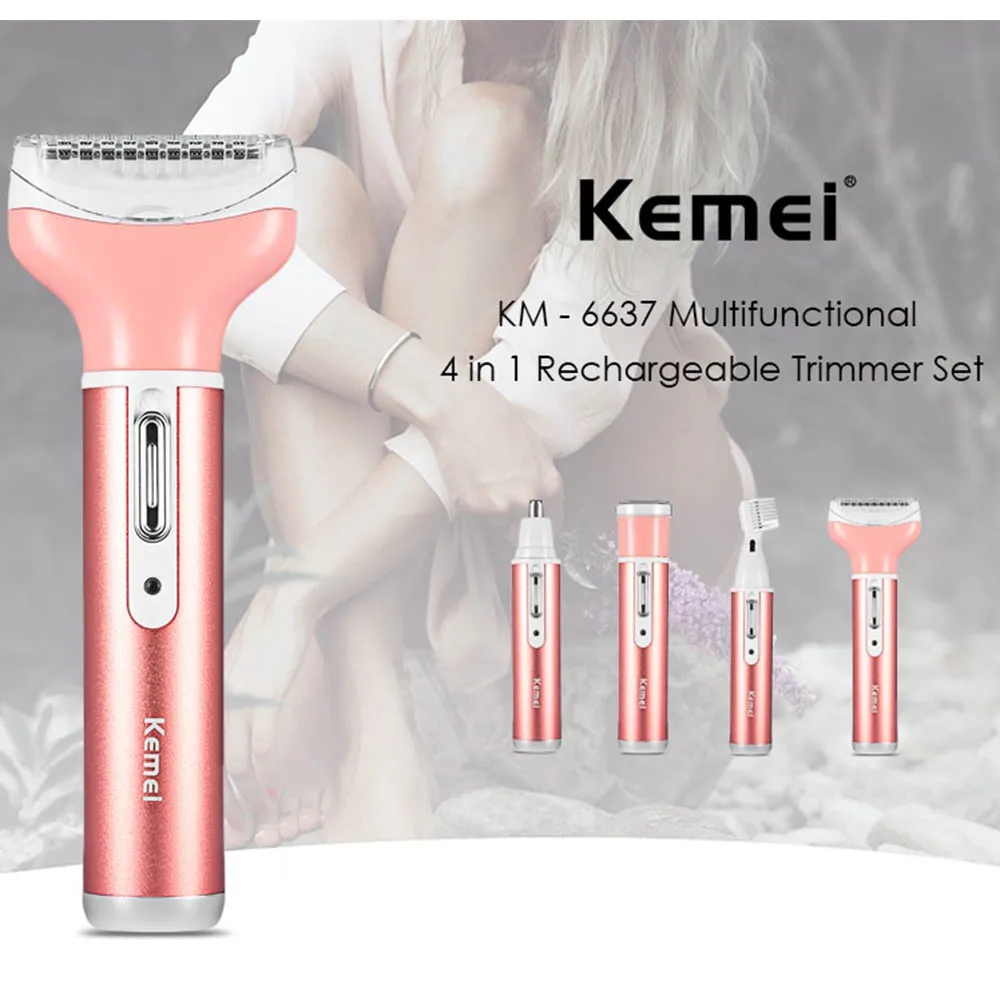 

Lady Multifunctional Electric Shaver 4 in 1 Rechargeable Women Body Eyebrow Nose Skin Cleaner Hair Removal Trimmer for Female
