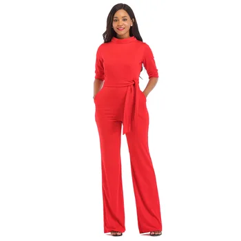 

Conjoined Wide-legged Pants Women Suits Belt High Waist Exercise Solid Color Turtleneck Jumpsuit 2 Piece Set Women Summer Style