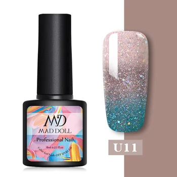 

MAD DOLL Thermal Nail Gel Temperature Color Changing Sequins Soak Off UV Nail Gel Polish Varnish Nail Art DIY Design Decoration