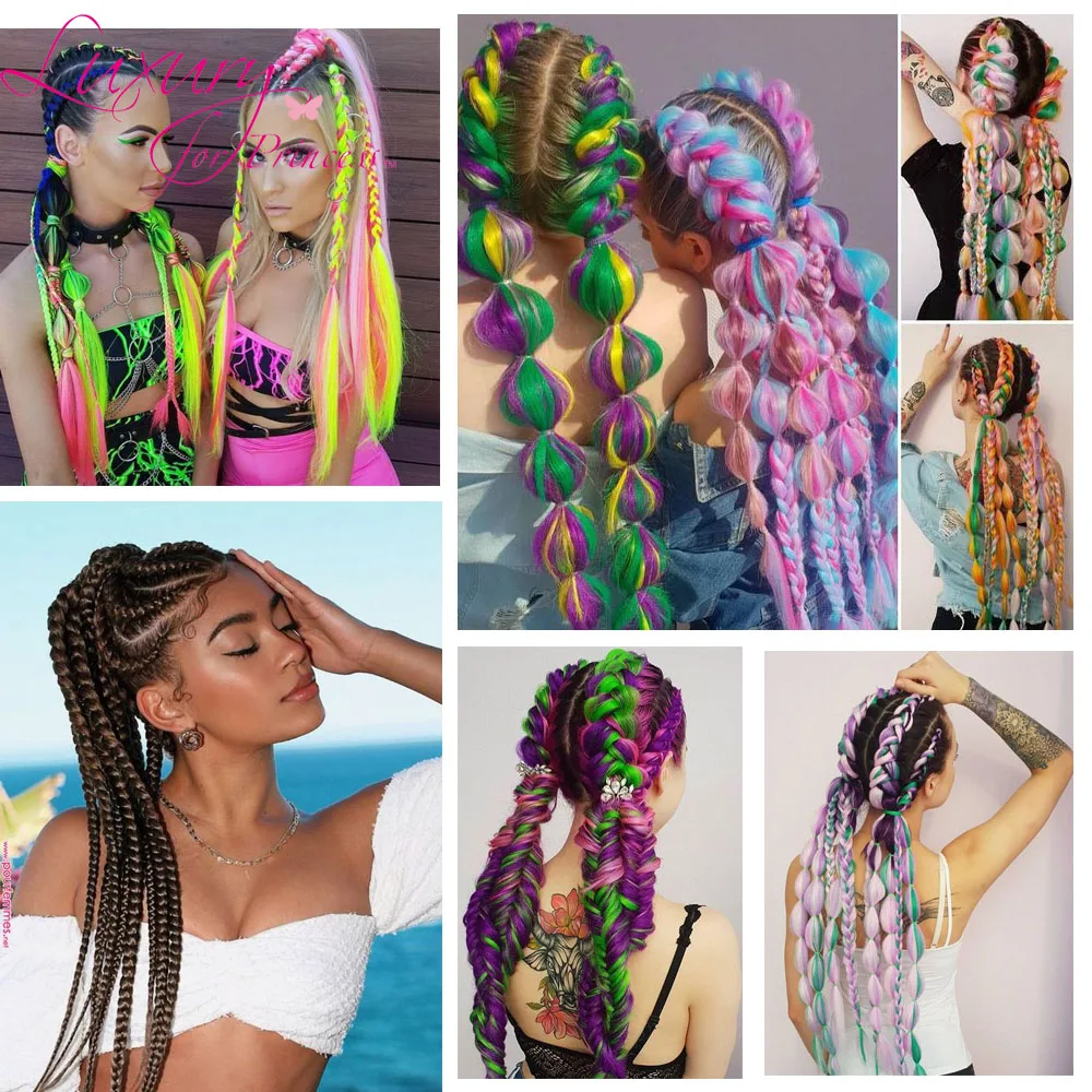 100g 24 inch Jumbo Braid Hair Extensions Synthetic Braiding Hair Ombre Crochet Hair for women Pink Red Green Blue Orange