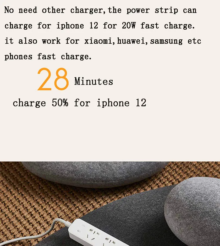 NEW Xiaomi Mi Mijia QC3.0 20W Fast Charging Power Strip 2A1C + 3 Sockets Standard Plug Interface Extension Lead 1.8m Удлинитель