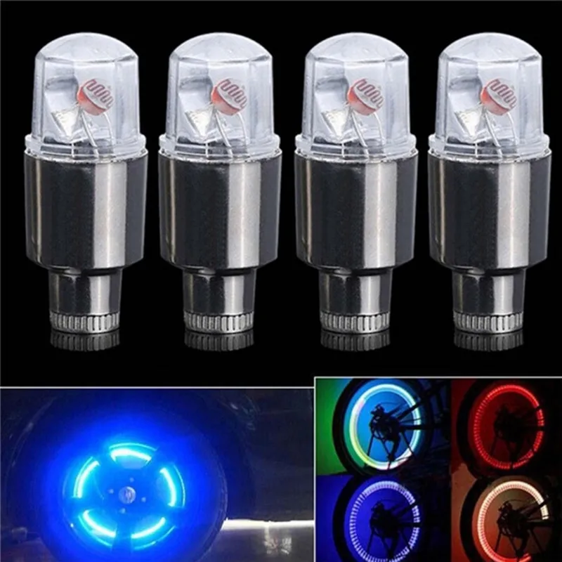 2pcs / lot LED Car Bike Wheel Tire Tyre Valve Dust Cap Spoke Flash Lights Car Valve Stems & Caps Accessories