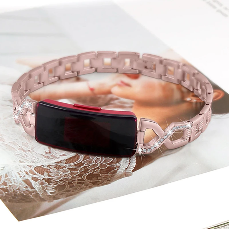 Ремешок для часов из нержавеющей стали для Fitbit inspire/inspire HR замена Алмазный металлический ремешок полый Браслет для Fitbit inspire