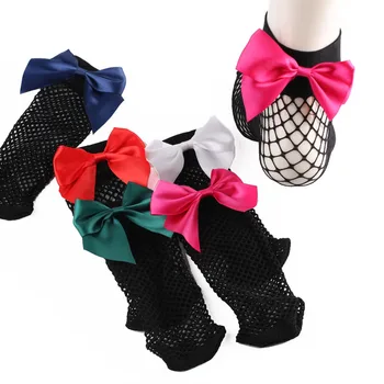 

DHL 1000pair Chic Female's Breathable Bow knot Fishnet Sock Sexy Hollow out Mesh Nets Socks Girl's Lolita Style Bow Socks
