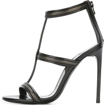 

Pointed thin high heel shallow zipper stitching wind large size fashion sandals