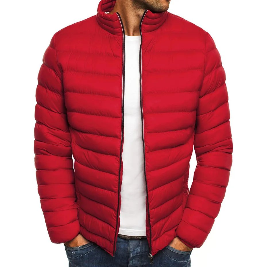 Мужская пуховая куртка, новая зимняя парка, пуховое пальто для мужчин, пуховая куртка, пальто для мужчин, модная тонкая теплая белая куртка на утином пуху - Цвет: Красный