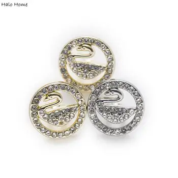 

5pcs Swan Full Rhinestones Small Shank Metal Buttons Sewing Scrapbooking Clothing Craft Accessories Decorations 12.5mm