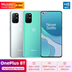 Новая глобальная Встроенная память OnePlus 8 T 8 T Смартфон Snapdragon 865 5G 6,55 ''120 Гц жидкости Дисплей 48MP Quad Camera Warp заряд 65 NFC
