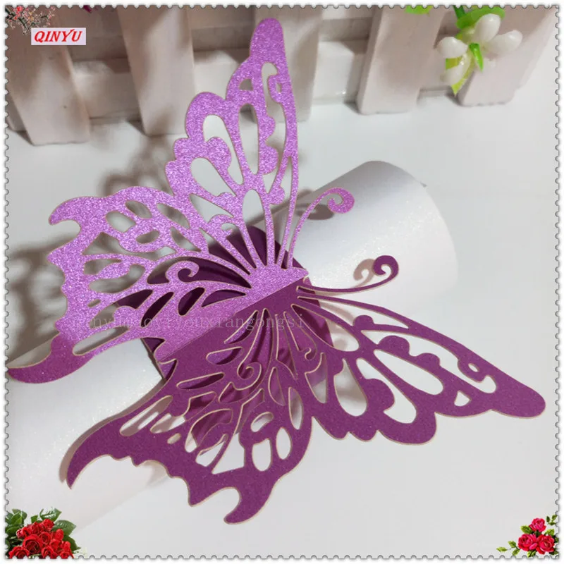 Light Purple Кольцо для салфеток бабочка креативная выдолбленная салфетка Пряжка полотенце кольцо Рождество Свадьба Банкет для стола декор стола 7ZSH091 - Цвет: Light Purple