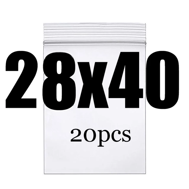 Thick Clear Zip Lock Ziplock Storage Bags Heavy-Duty Transparent Plastic Zip Package Small Jewelry Packing Reclosable Poly Bag 28x40CM 20pcs