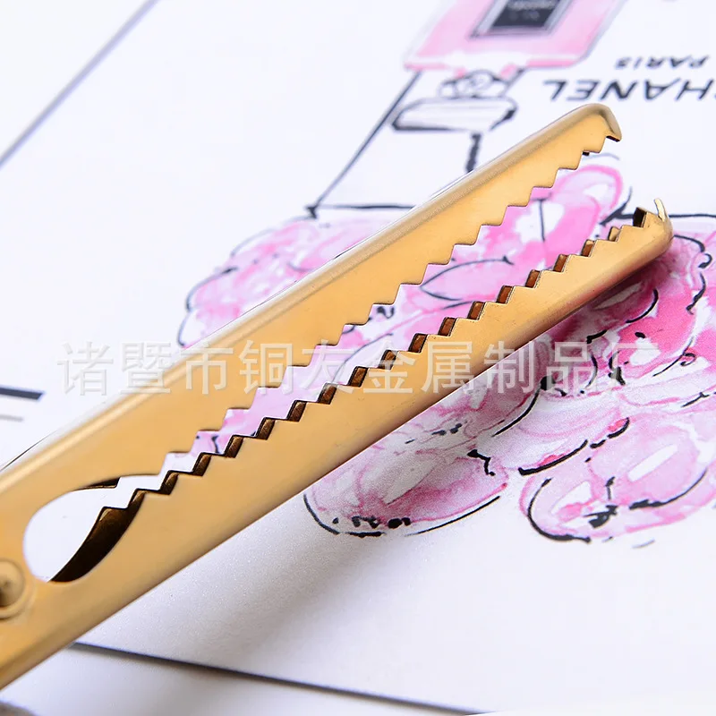 Nordic Electroplated Brass Clip Stainless Steel Ticket Clips Storage Metal Sealed Bone Staple Gold Binder Clip