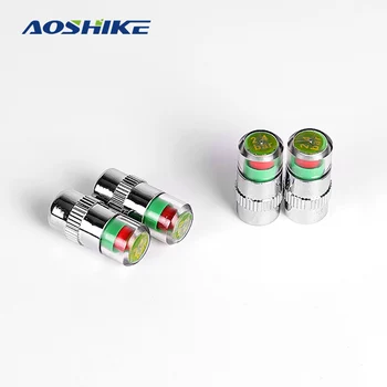 

AOSHIKE 4pcs / lot 30 PSI Stainless Steel Car Tire Pressure Caps Gauge Cover Sensor Warning Alert Kit Monitoring Tools Indicator