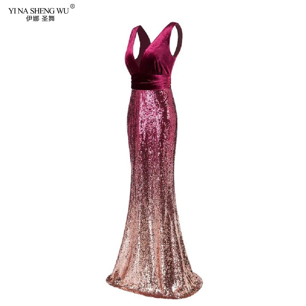 Robe De Soiree Vneck без рукавов вечернее платье «русалка» бордовые Длинные вечерние платья элегантные Abendkleider Vestidos De Largos Elegantes