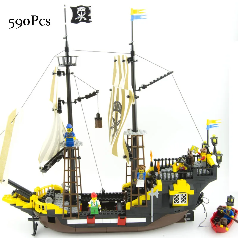 

Models building toy Compatible With Lego 307 590Pcs Adventure Pirate Ship Corsair Building Blocks toys & hobbies For Children