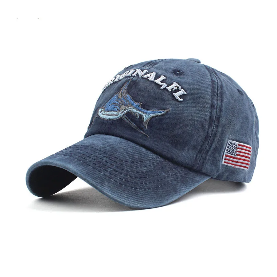 

High Quality Washed Cotton Cloth Cap Baseball Cap Men And Women Spring And Summer Versatile Casual Embroidered Shark Brim Hat