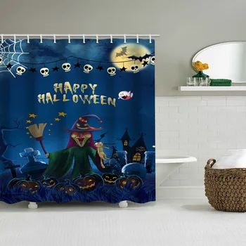 

Halloween shower curtain holiday scene decoration background wall decoration bathroom shower curtain bathroom window curtain