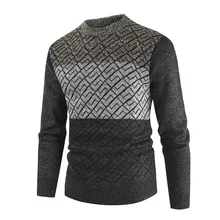 

New Autumn And Winter Men's Round Neck Set Sweater Color Matching Casual Men Knit Sweater DY01