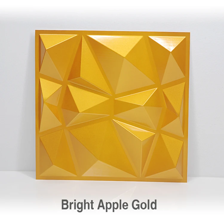 Bright apple gold 30x30 см 3D Художественная настенная доска Геометрическая огранка Алмазная деревянная резная Настенная Наклейка 3D фоновая Настенная Наклейка декоративная доска домашний декор - Цвет: Bright apple gold