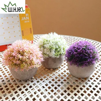 

Mini Artificial Plants Flowers Set of 3 for Home Decorations,Plastic Fake Plants Topiary Shrubs with Gray Pot