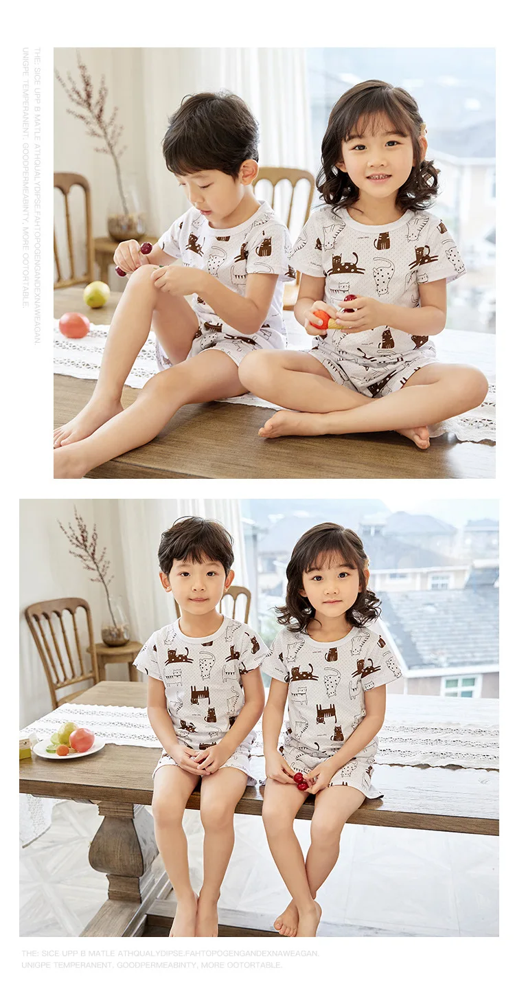 Sleepwear & Robes cheap Strawberry Pajamas Girls Cotton Set Summer Children's Clothing Sets Toddler Boy Sleepwear Korean Kids Casual Suit 2 6 8 10 Years night gowns cheap