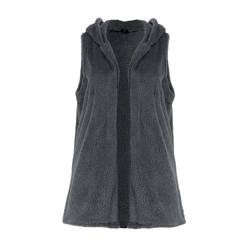 Dark Grey VONDA, осенне-зимнее пальто, женские куртки без рукавов, повседневный Свободный кардиган, жилет, топы размера плюс, жилет с капюшоном, теплая верхняя одежда - Цвет: Dark Grey