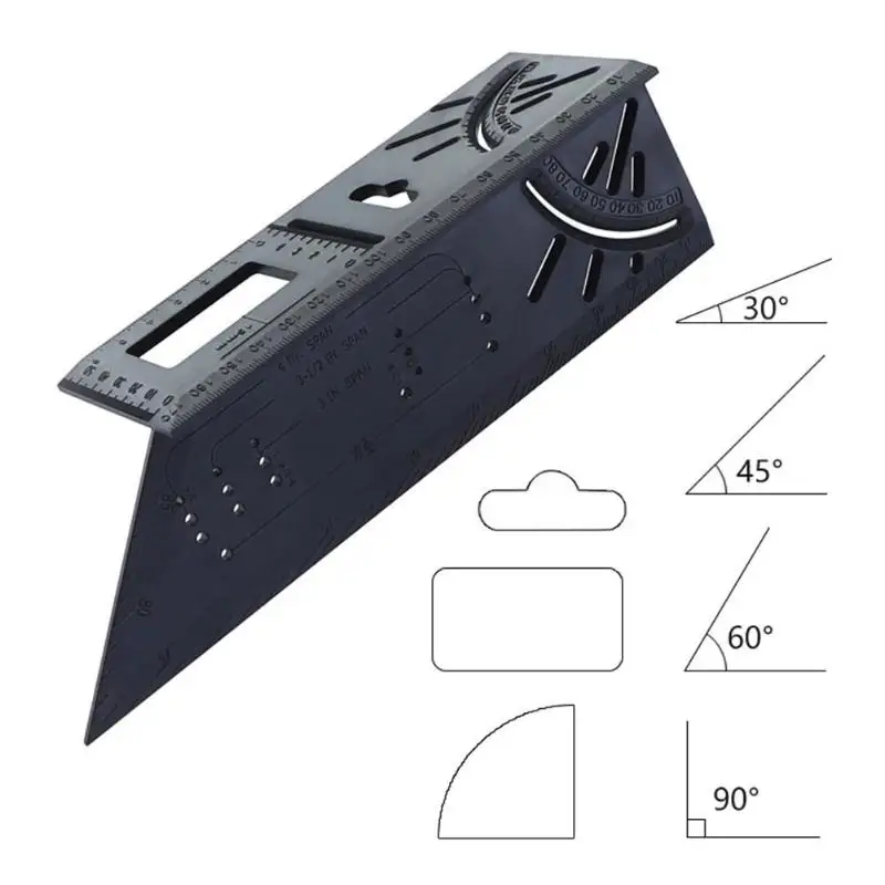 

Plastic Woodworking Ruler Excellent ABS Square Layout Miter 45 + 90 Degree Metric Gauge Tool Suitable for Wood Industry