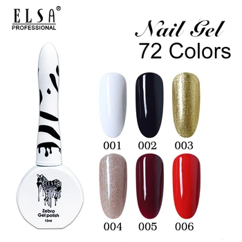 

ELSA Zebra Gel Polish For Manicure Semi Permanent Varnish 72 Colors LED Nail Gel Soak Off Top and Base Coat