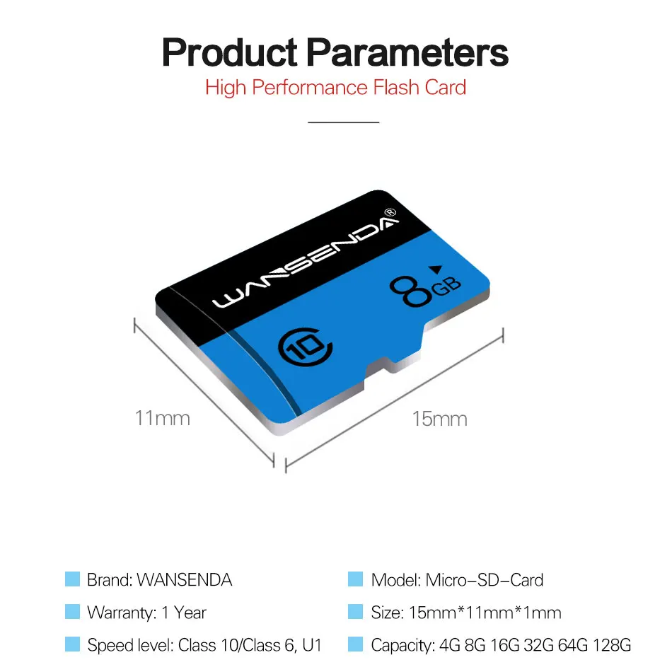 WANSENDA карта Micro SD 4 ГБ 8 ГБ 16 ГБ 32 ГБ 64 Гб 128 Гб карта памяти mini tf-карта для смартфонов/планшетов с бесплатным адаптером для карт