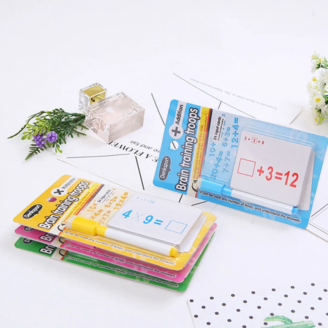 Mathematics Teach Card with Erasable Pen Math Educational Toys for Children Preschool Tool Kindergarten Games