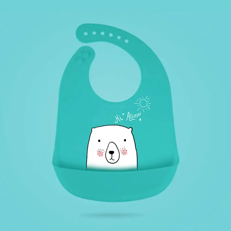 Зеленый Balleenshiny/силиконовые детские нагрудники с героями мультфильмов, водонепроницаемые регулируемые нагрудники для малышей, детские нагрудники для кормления, нагрудники для девочек, фартук - Цвет: Зеленый