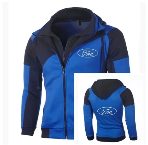 For Ford Hoodie Sweatshirt Jacket Men Fashion for Ford Logo Zipper Hoodie Cotton Double Zipper Sweatshirt Coat Outerwear