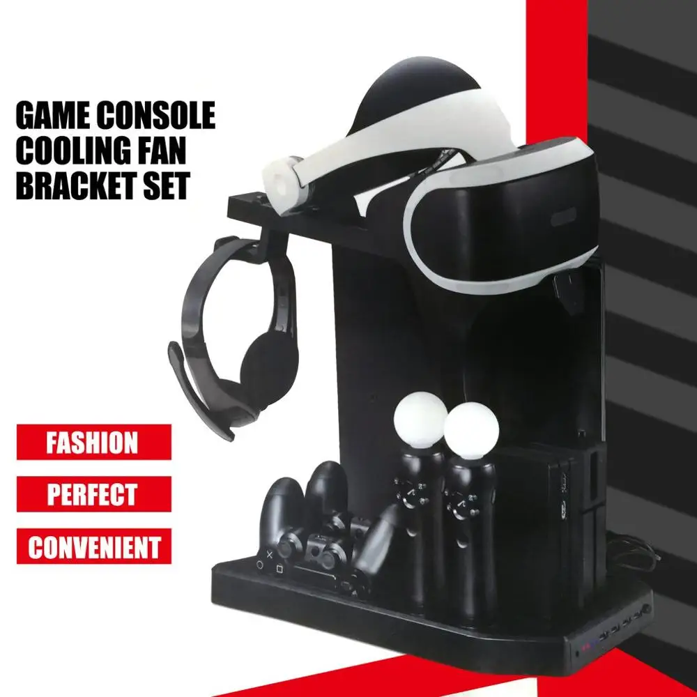 PSVR PS4 Pro Slim Charging Display Stand Showcase for PS4 VR Playstation 4 Vertical Stand Fan Coole