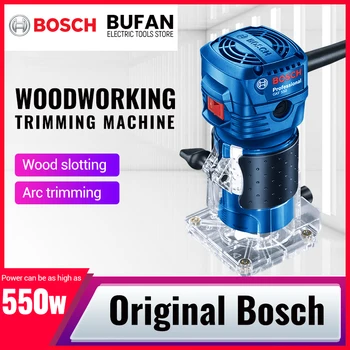 Online Bosch 550W Woodworking Electric Router Trimmer 33000rpm Wood Milling Engraving Slotting Trimming Machine Hand Carving Carpentry