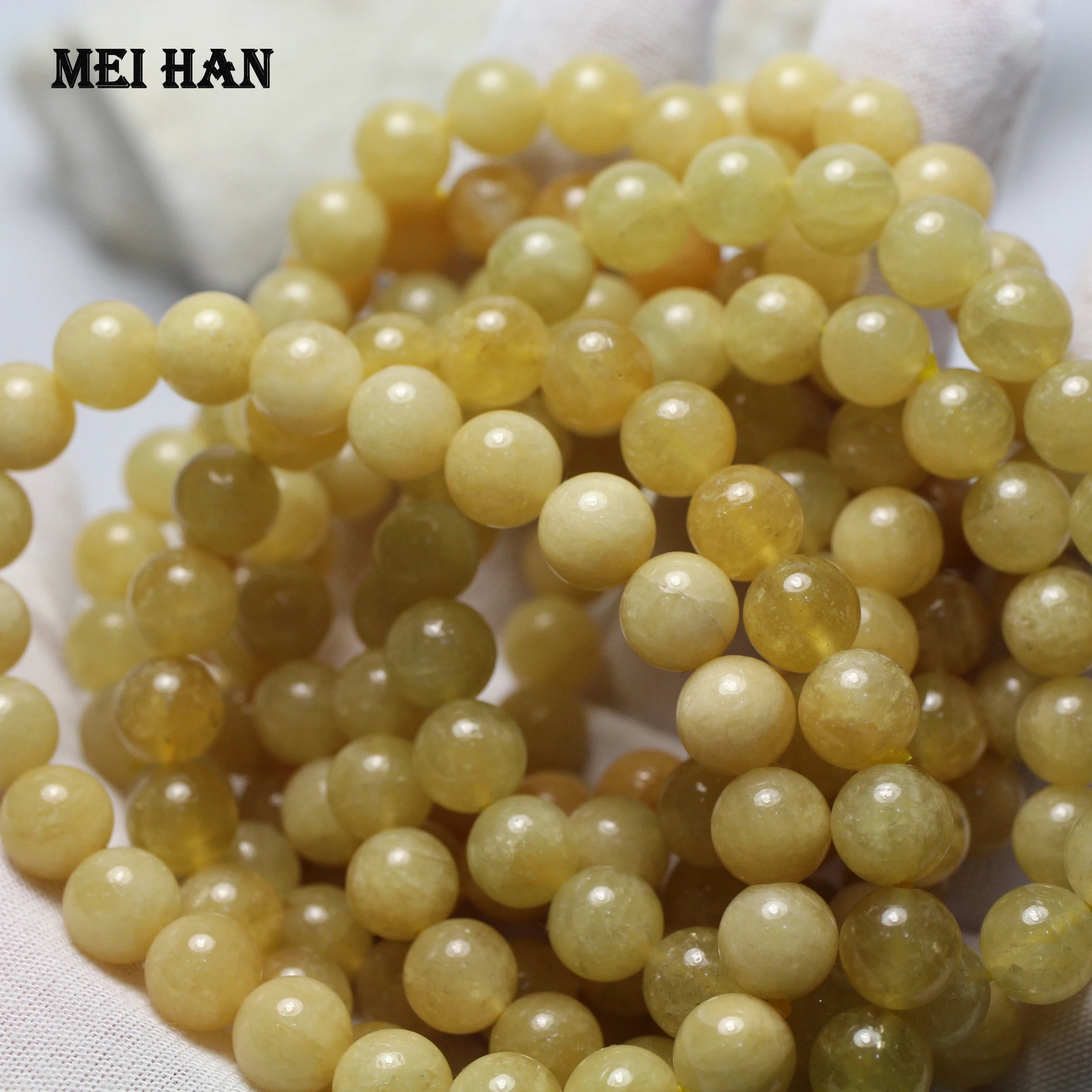 Meihan с натуральным желтым beryll Heliodor 7 8 5 мм (2 браслеты/комплект) cyclosilicate полезных
