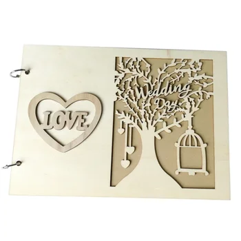 

Hollow LOVE Wooden Wedding Message Book Love Notebook Wedding Supplies Home Wedding Decorations New