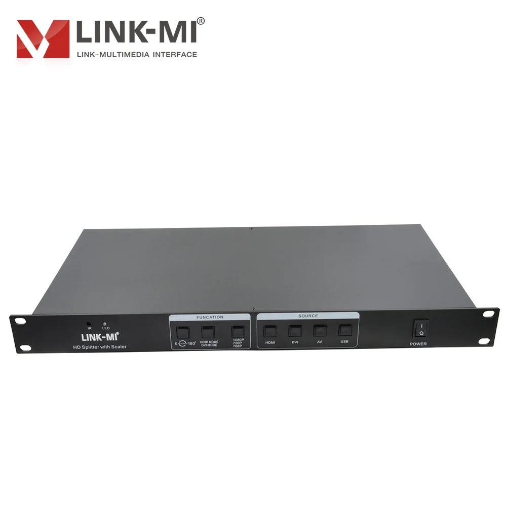 LINK-MI 4x9 HD 분배기 스케일러 HDMI + AV + VGA + USB 입력 9 HDMI 출력 지원 180 °