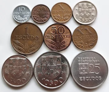 

Set 10Pcs Portugal Escudo Coins 1958-1981 sailing Edition Europe 100% Original Coin Collection Used