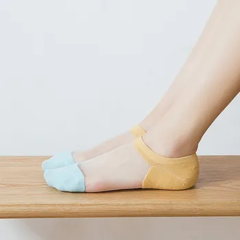 

Hit Color Personality Wild Boat Socks Glass Thin Transparent Mouth Socks Breathable Invisible Socks Female Popsocket