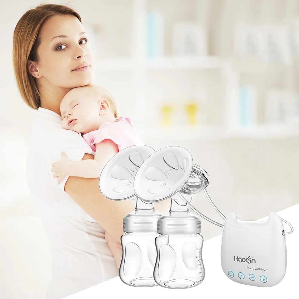 Electric Breast Pump Automatic Double Breast Pump Set Comfort Breastfeeding Milk Collector Milk Puller for Home Office BPA-free