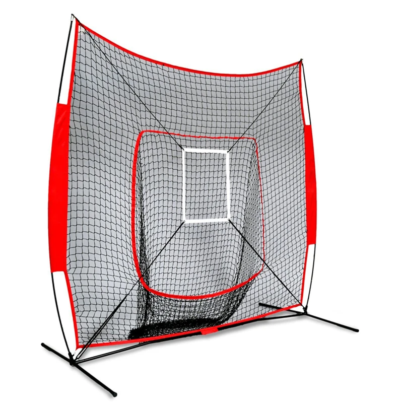 

7x7 ft Softball Baseball Practice Net With Frame Hitting Pitching Batting Catching Backstop Equipment Training Aids Strike Zone