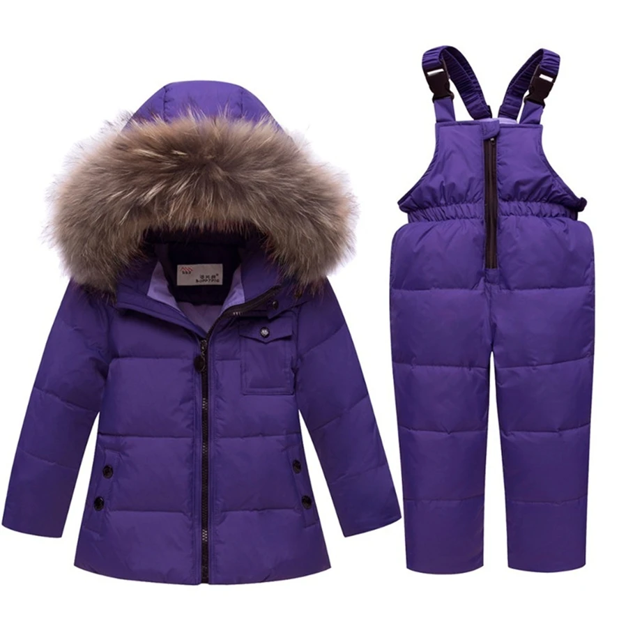 

Children Hooded Duck Down Jacket Suit Baby Infant Winter Warm Two Pieces Boy Girls Down Ski Suit Winter Outerwear Clothes