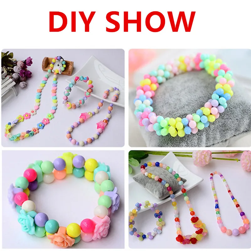 Дети руки-на веревке бусины игрушка девочка DIY Ручная головоломка пластиковые носить бусы ожерелье Подарки