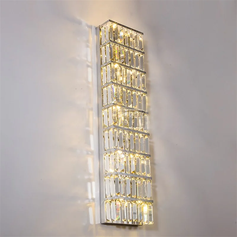 

120CM Long Crystal Wall Lighting Large Wall Sconce for living room Hotel Luxury Wall Fixtures Crystal Wall Lamps E14 Led Abajur