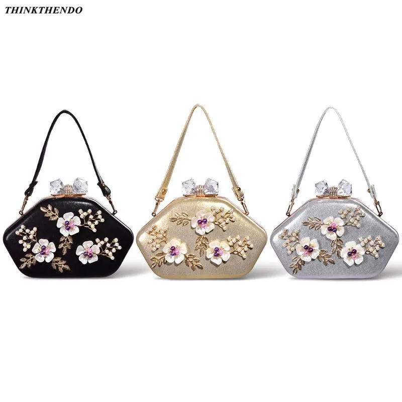 

Women Beaded Flower Evening Bags Wedding Cocktail Party Bridal Clutch Handbag Shoulder Crossbody Wallet Purse 7XEC