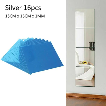

Good Quality Glass Tile Square Silver/Golden Mirror Sticker Wall Stickers Decal Mosaic Home Garden Supplies