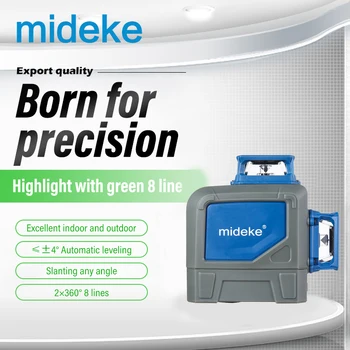 

mideke 902CG green 360 degree Self leveling Cross Laser Level 4V4H green 8 line laser level measuring instrument