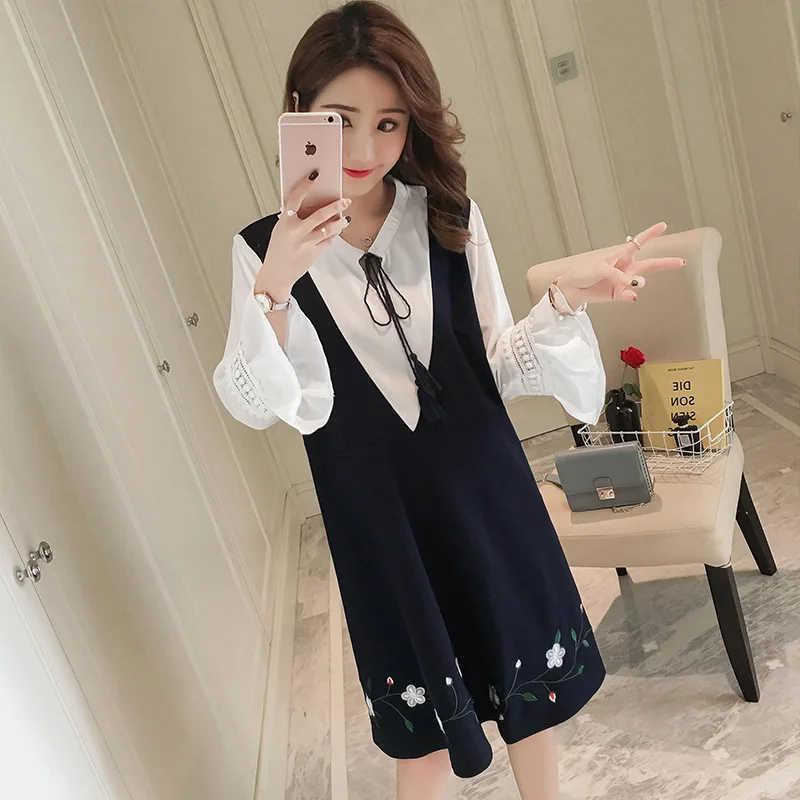 

Photo Shoot Currently Available Pregnant Women Autumn Clothing New Style Dress Embroidered Loose And Plus-sized Pregnant Mother