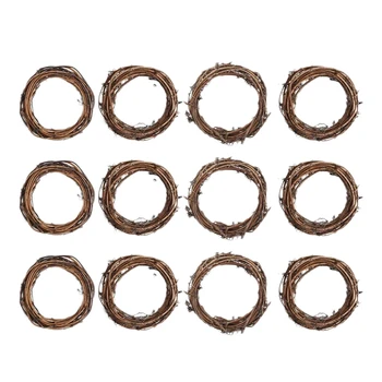

12 PCS 4 inch Twigs Wreath Bulk DIY Vine Wreath Decorations for Front Door Wall Hanging Natural Craft
