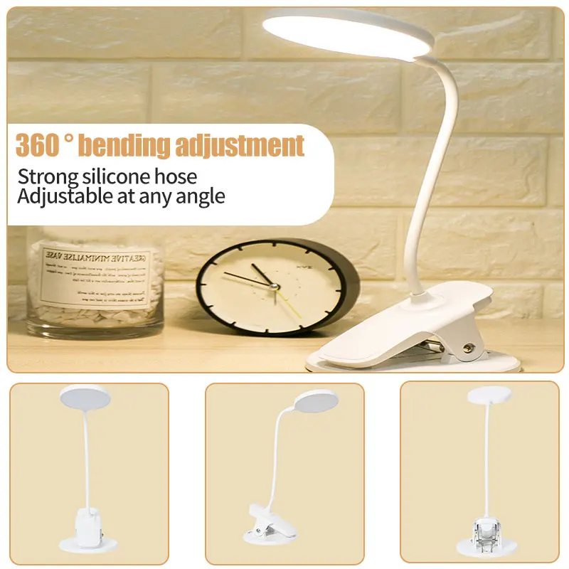 Clip Wireless Table Lamp Adjustable Touch 1250mAh Rechargeable LED Reading Desk Lamp USB Table Light Flexo Lamps Table