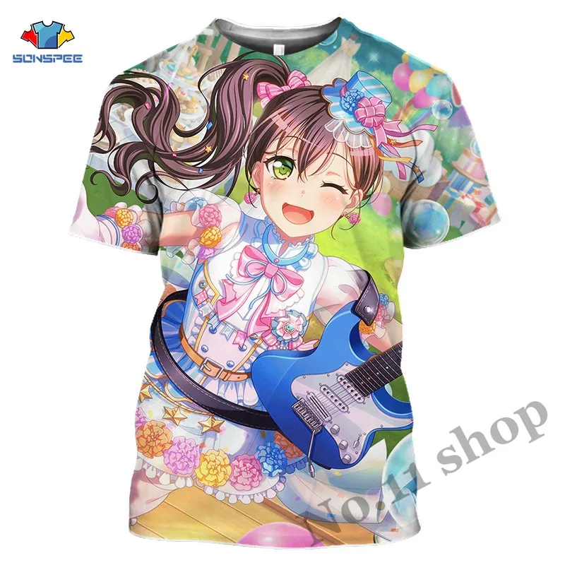 Anime Bang Dream Shirt 3D Print Men's T Shirt Casual Harajuku Short Sleeve kawaii Cartoon Cute Girl loli Women Tees Tops Shirt (3)